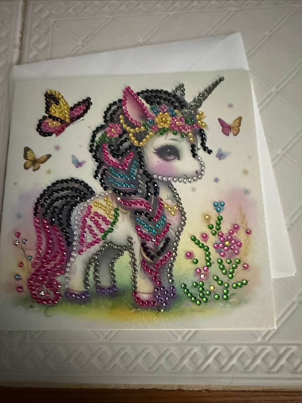 Multicolor Unicorn Rhinestone Wall Art